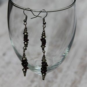 Vintage Garnet and Silver Dangle Earrings